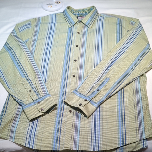 J. Garcia Men's Casual Shirt - Green and Blue Stripes - Picture 1 of 10